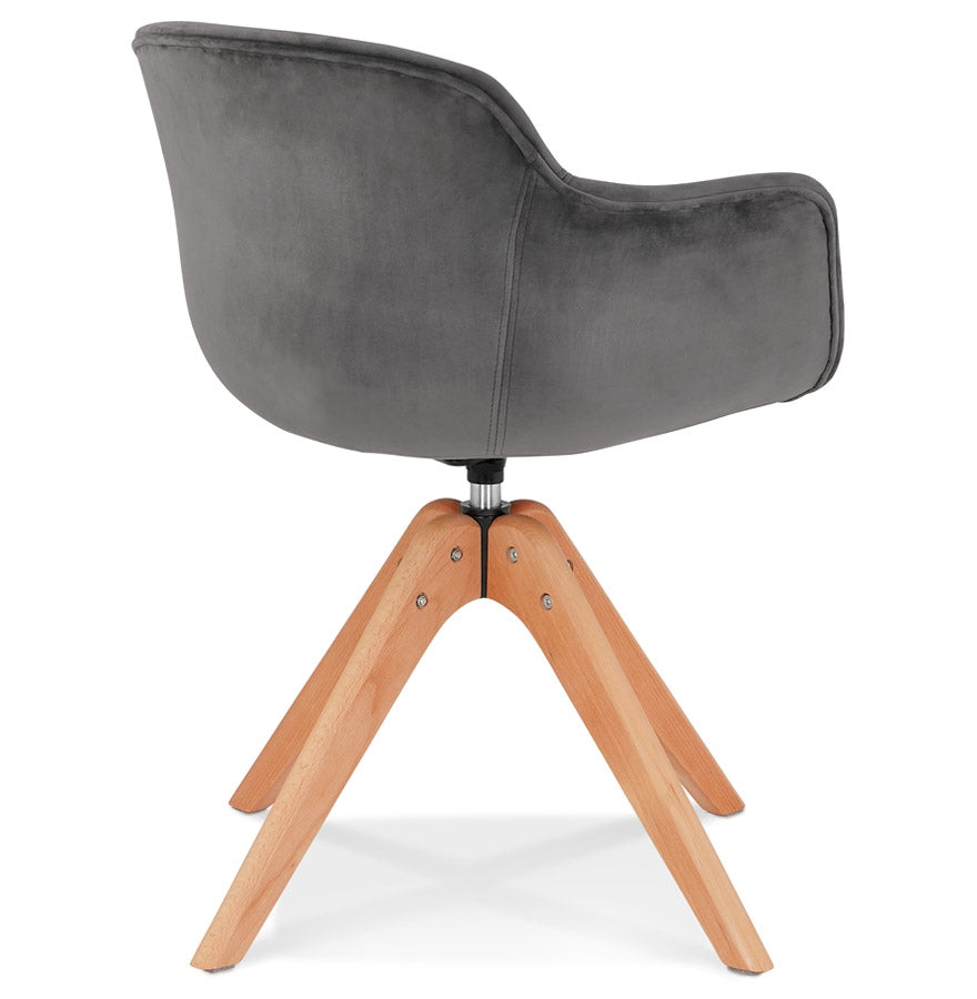 Velurelle | Luxe fauteuil met armleuningen - grijze velours - natuurlijk houten poten-OfficeKing