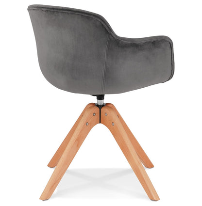 Velurelle | Luxe fauteuil met armleuningen - grijze velours - natuurlijk houten poten-OfficeKing