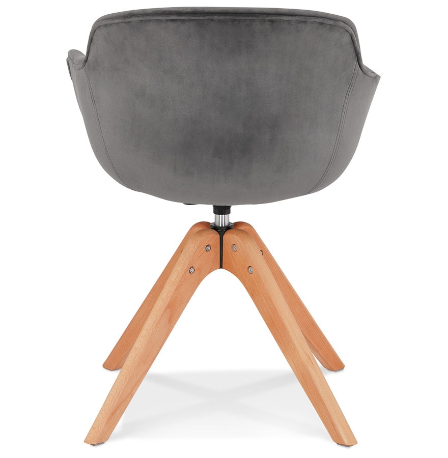 Velurelle | Luxe fauteuil met armleuningen - grijze velours - natuurlijk houten poten-OfficeKing