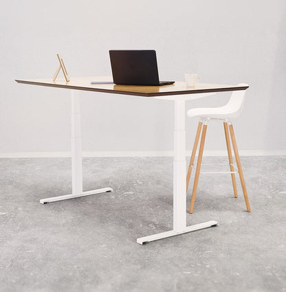 Nobelle | Elektrisches Steh-Sitz-Büro – edles Nussbaum-Design – 150x70 cm-OfficeKing