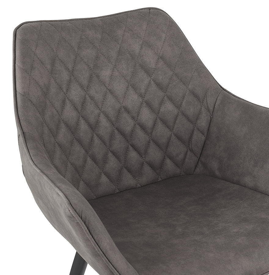 Chigaro | Luxe fauteuil met armleuningen – donkergrijs microvezel met zwarte poten-OfficeKing