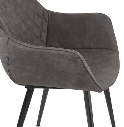 Chigaro | Luxe fauteuil met armleuningen – donkergrijs microvezel met zwarte poten-OfficeKing