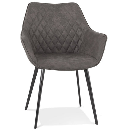 Chigaro | Luxe fauteuil met armleuningen – donkergrijs microvezel met zwarte poten-OfficeKing