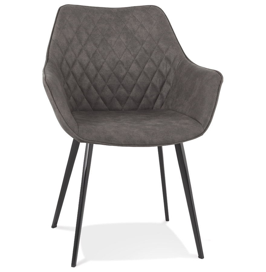 Chigaro | Luxe fauteuil met armleuningen – donkergrijs microvezel met zwarte poten