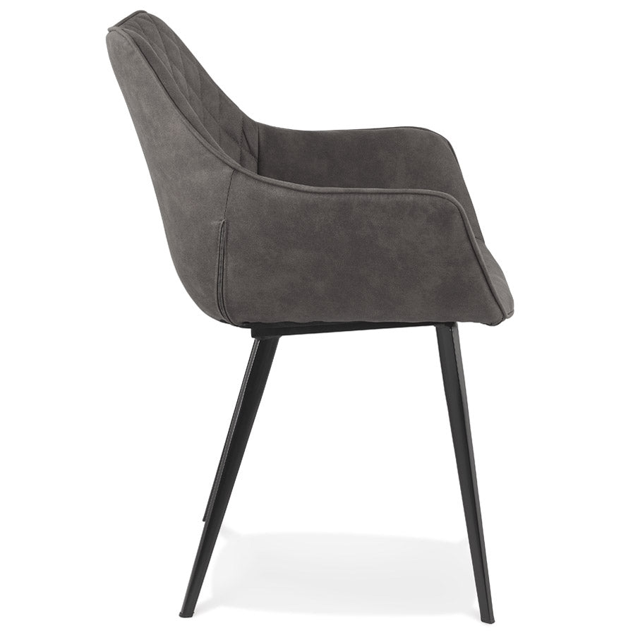 Chigaro | Luxe fauteuil met armleuningen – donkergrijs microvezel met zwarte poten-OfficeKing