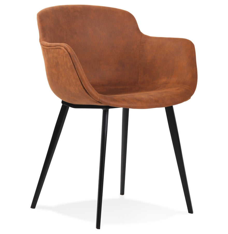 Derbelle | Luxe fauteuil met armleuningen – bruin microvezel