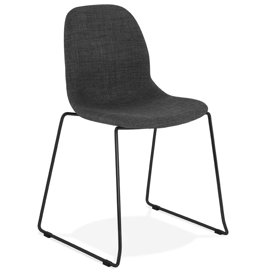 Kallista | Luxe fauteuil in donkergrijs met zwarte metalen poten