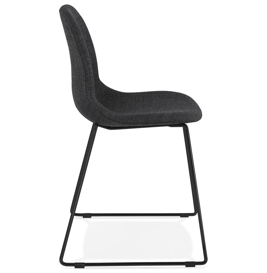 Kallista | Luxe fauteuil in donkergrijs met zwarte metalen poten