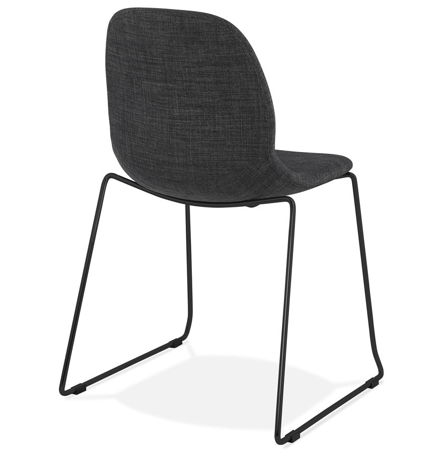 Kallista | Luxe fauteuil in donkergrijs met zwarte metalen poten