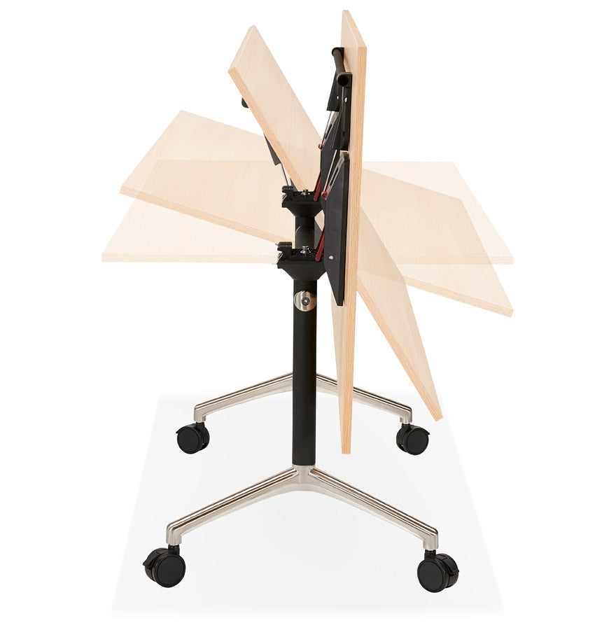 Lunara | Flexibel bureau met wieltjes – natuurlijke houtafwerking – 140 x 70 cm