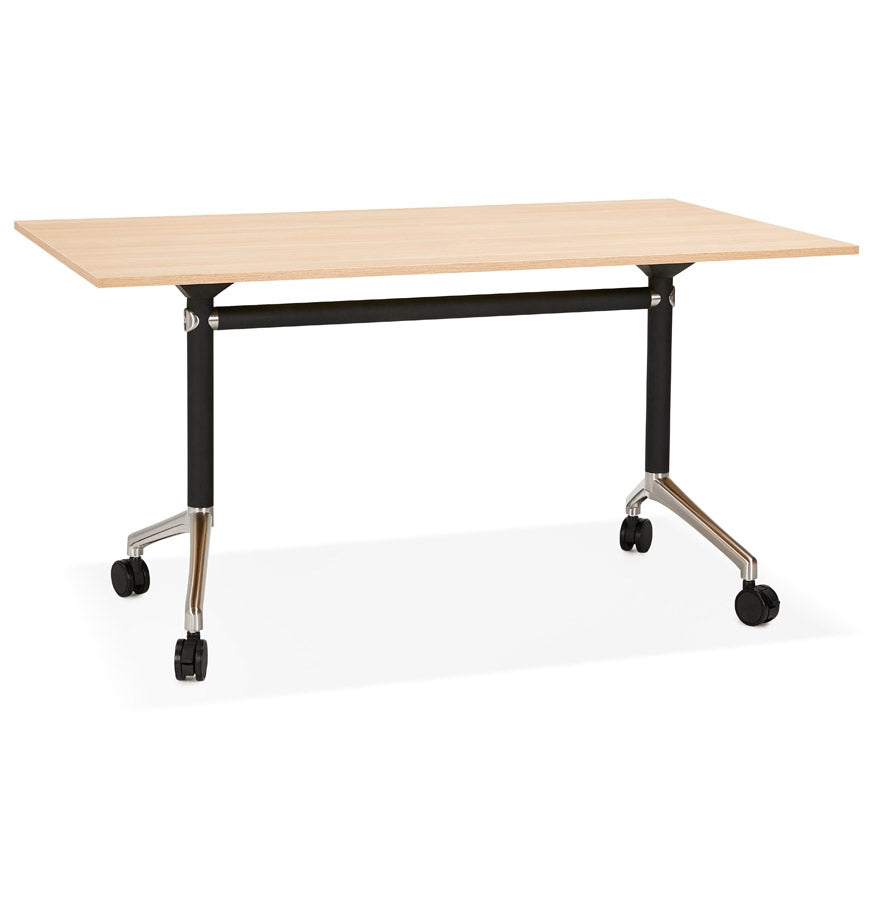 Lunara | Flexibel bureau met wieltjes – natuurlijke houtafwerking – 140 x 70 cm