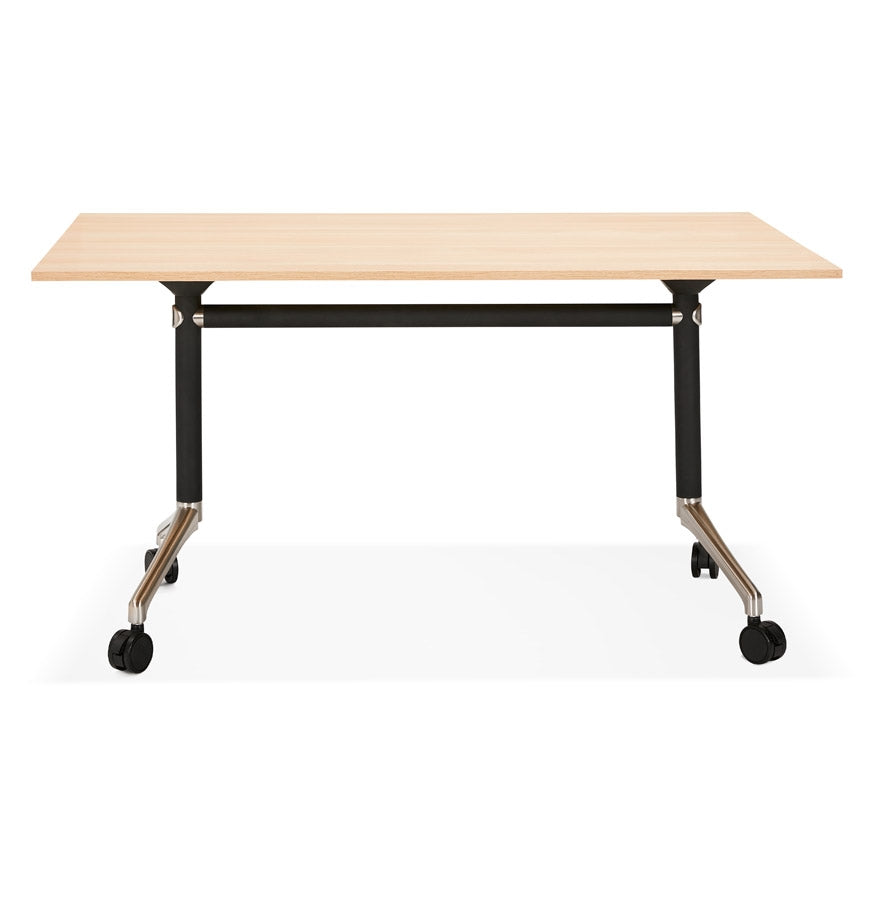 Lunara | Flexibel bureau met wieltjes – natuurlijke houtafwerking – 140 x 70 cm