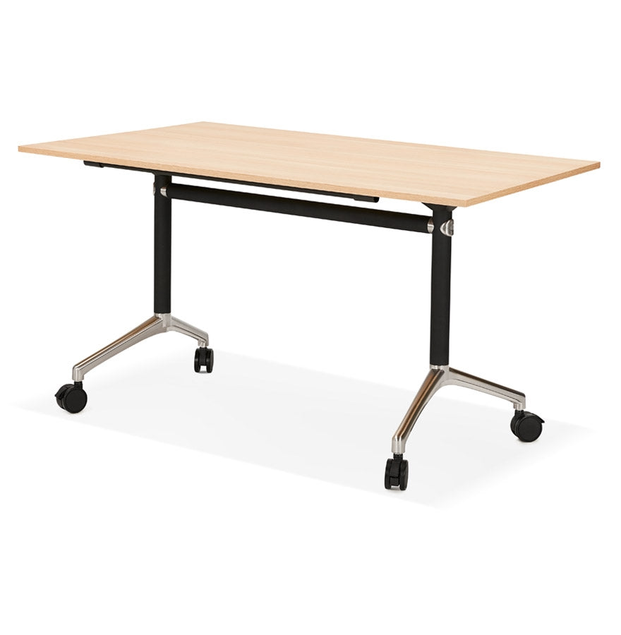 Lunara | Flexibel bureau met wieltjes – natuurlijke houtafwerking – 140 x 70 cm