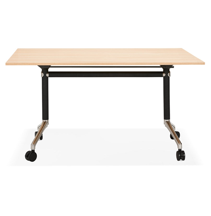 Lunara | Flexibel bureau met wieltjes – natuurlijke houtafwerking – 140 x 70 cm