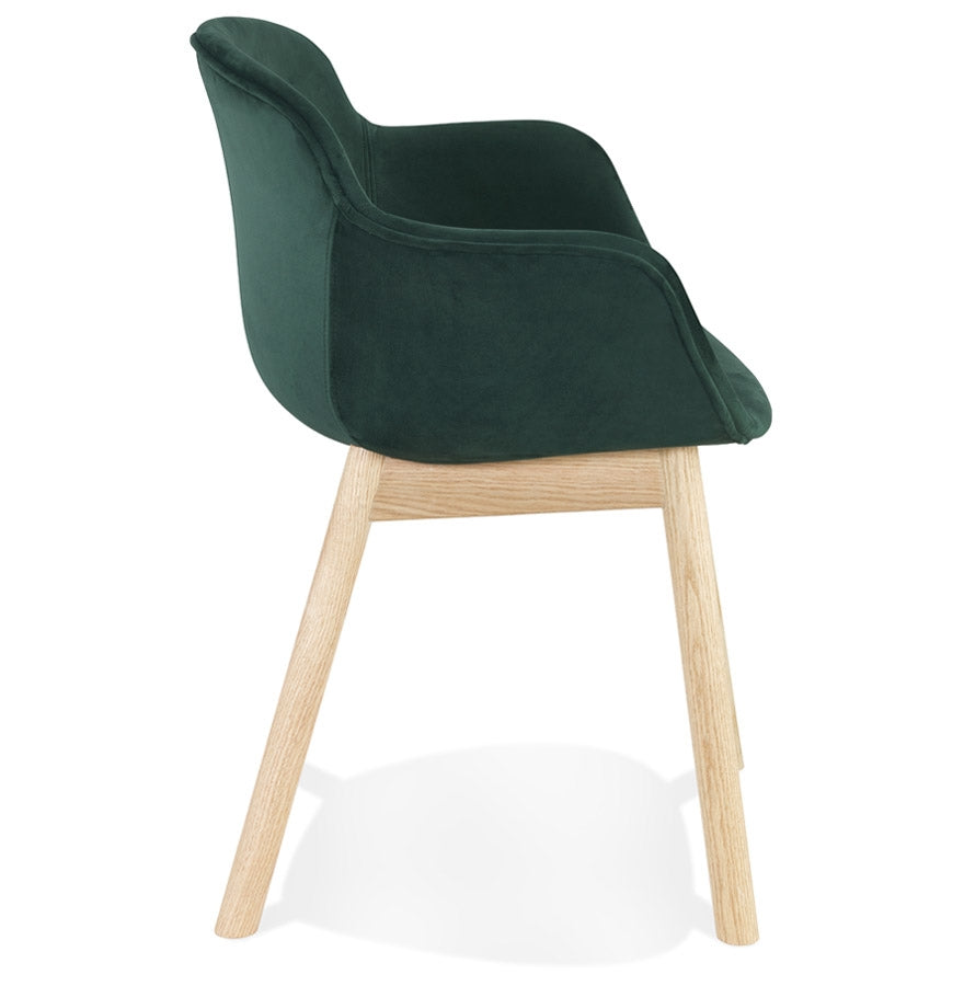 Velora | Luxe fluwelen stoel met armleuningen – natuurlijk hout