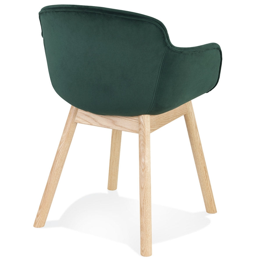 Velora | Luxe fluwelen stoel met armleuningen – natuurlijk hout