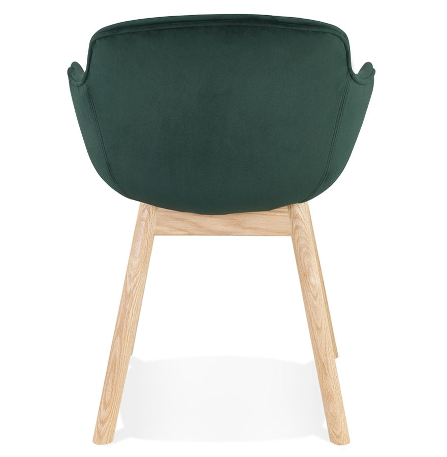 Velora | Luxe fluwelen stoel met armleuningen – natuurlijk hout
