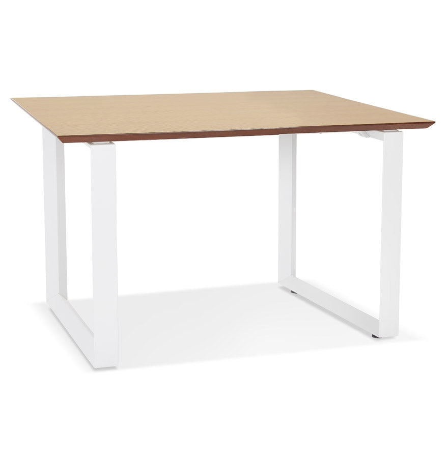 Gimara | Elegantes rechteckiges Büro – Naturholz & Weißes Metall – 130x70 cm-OfficeKing