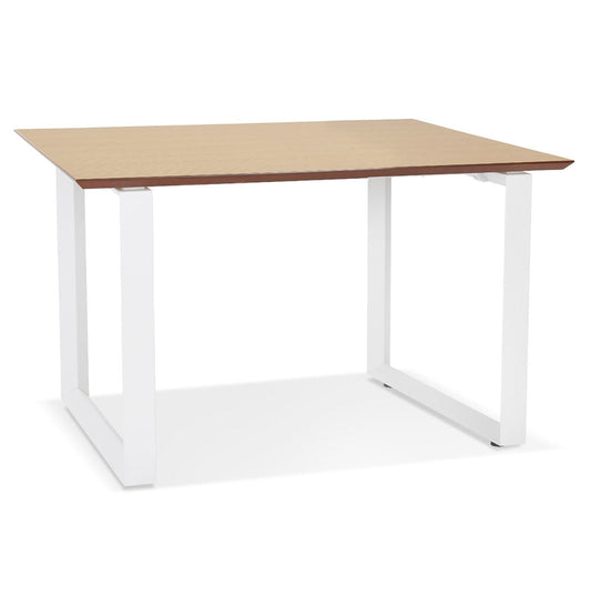 Gimara | Elegantes rechteckiges Büro – Naturholz & Weißes Metall – 130x70 cm-OfficeKing