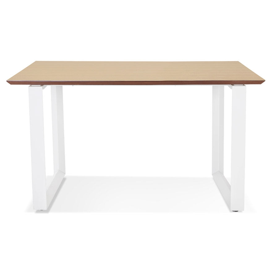 Gimara | Elegantes rechteckiges Büro – Naturholz & Weißes Metall – 130x70 cm-OfficeKing