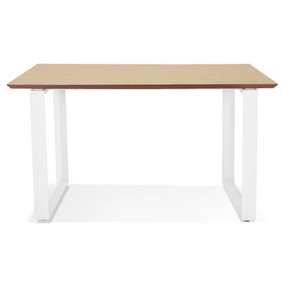 Gimara | Elegantes rechteckiges Büro – Naturholz & Weißes Metall – 130x70 cm-OfficeKing