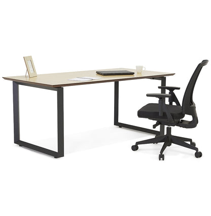 Gimara | Elegantes rechteckiges Büro – Naturholz & Weißes Metall – 130x70 cm-OfficeKing