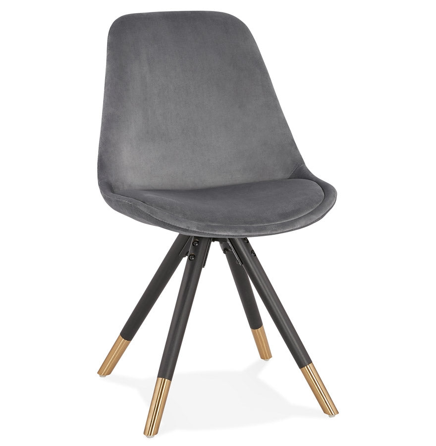 Veloria | Luxe fauteuil in grijs fluweel – elegant design met zwarte houten poten