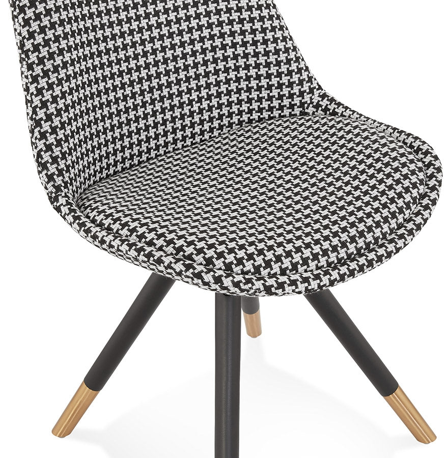 Havelle | Luxe fauteuil in pied-de-poule met zwart houten poten