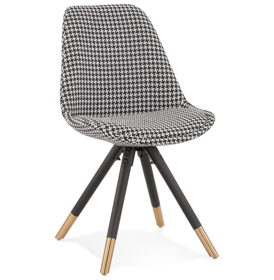 Havelle | Luxe fauteuil in pied-de-poule met zwart houten poten