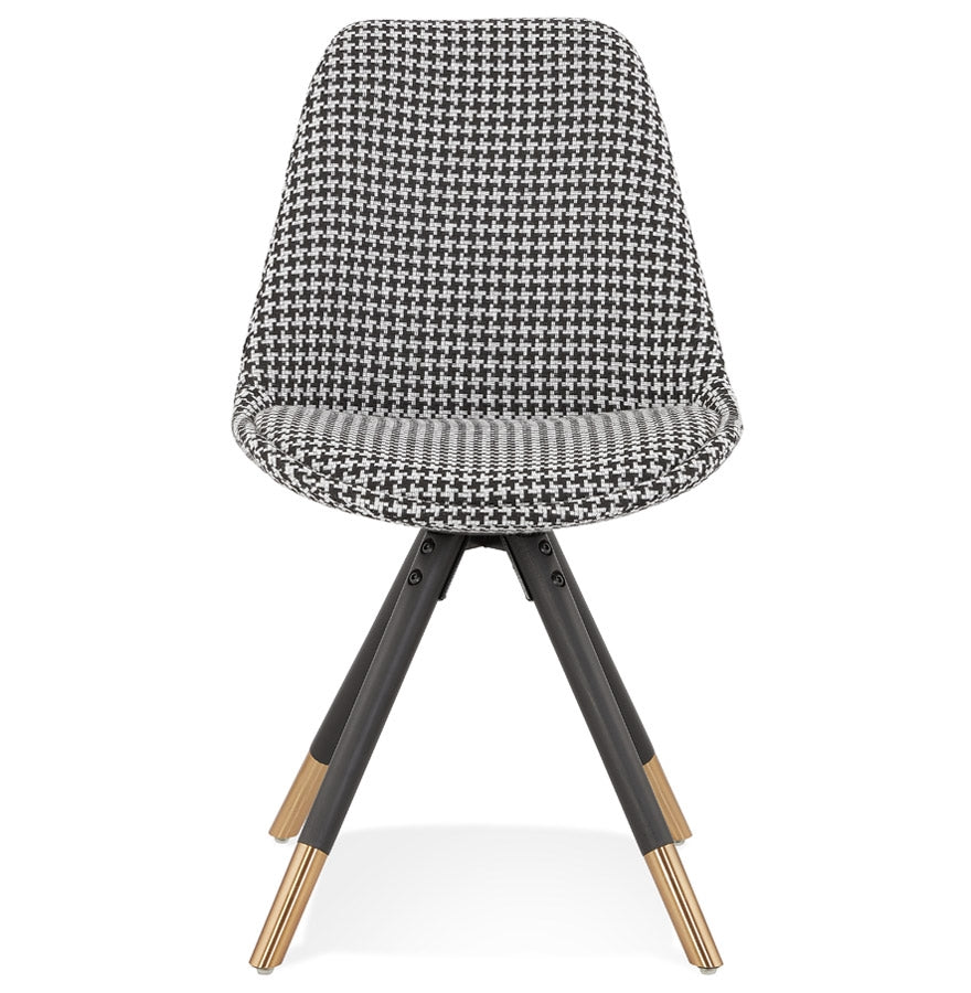 Havelle | Luxe fauteuil in pied-de-poule met zwart houten poten
