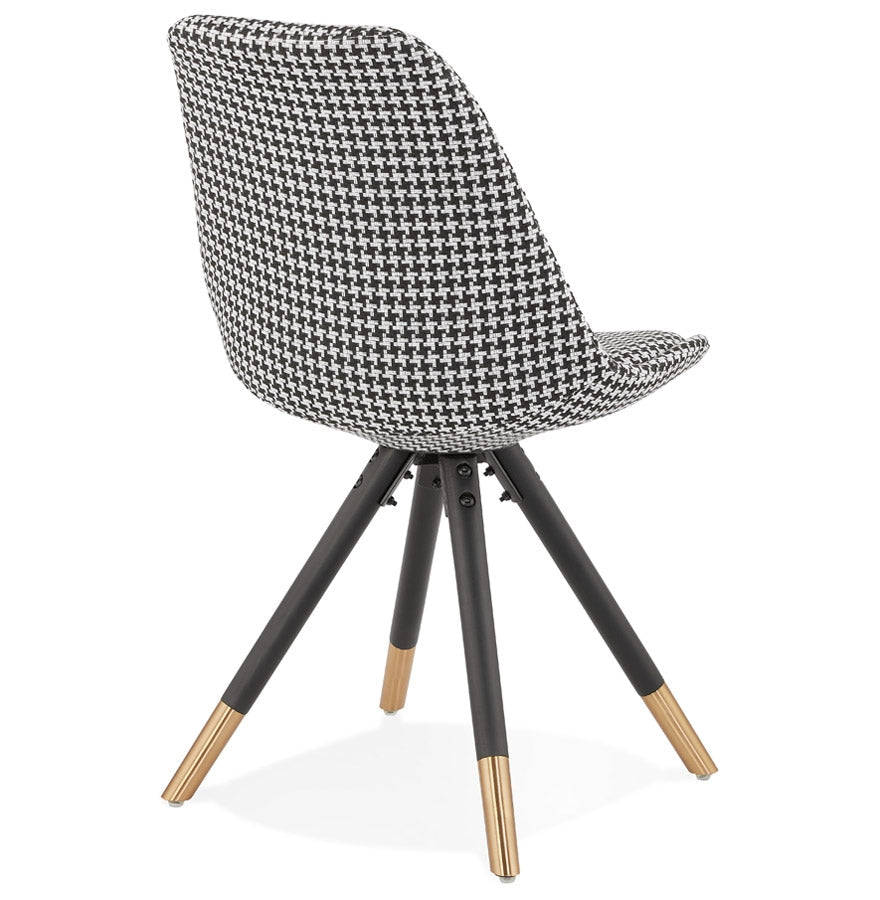 Havelle | Luxe fauteuil in pied-de-poule met zwart houten poten