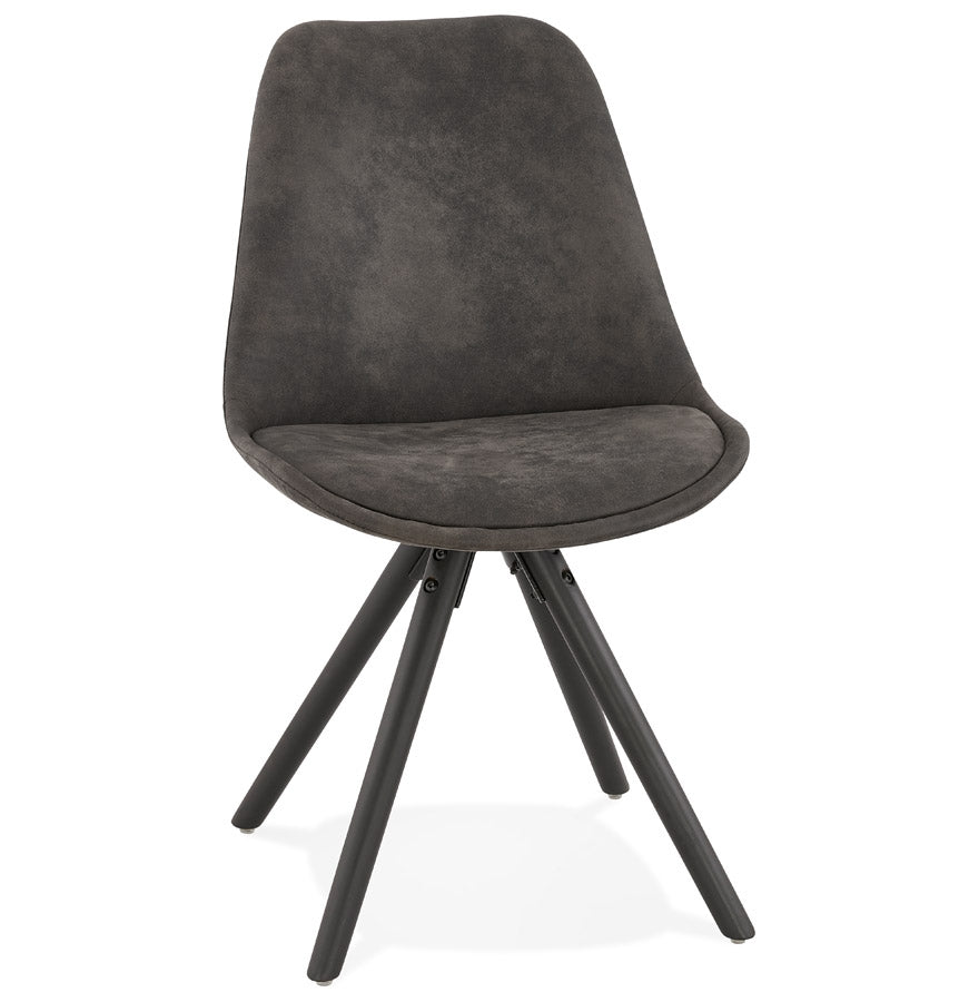 Havara | Luxe grijze microvezel fauteuil met elegante zwarte poten
