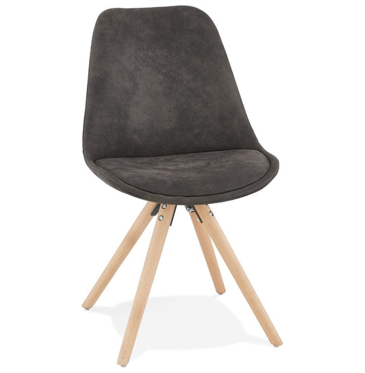 Havara | Luxe grijze microvezel stoel – natuurlijk houten poten-OfficeKing