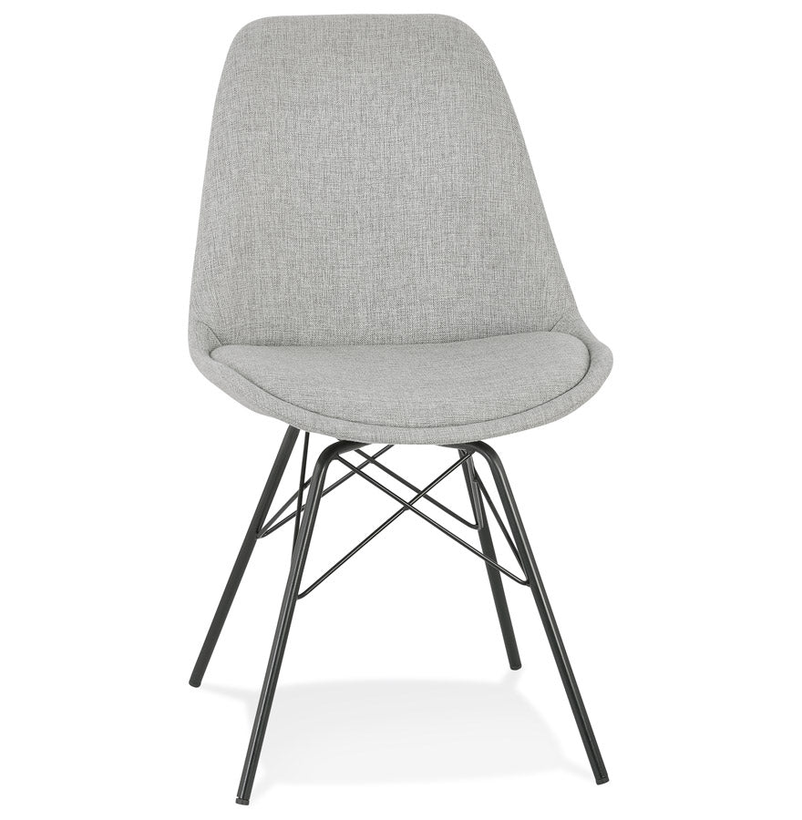 Vistara | Luxe fauteuil van grijs stof – elegant design met zwarte metalen poten