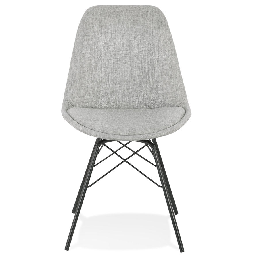 Vistara | Luxe fauteuil van grijs stof – elegant design met zwarte metalen poten