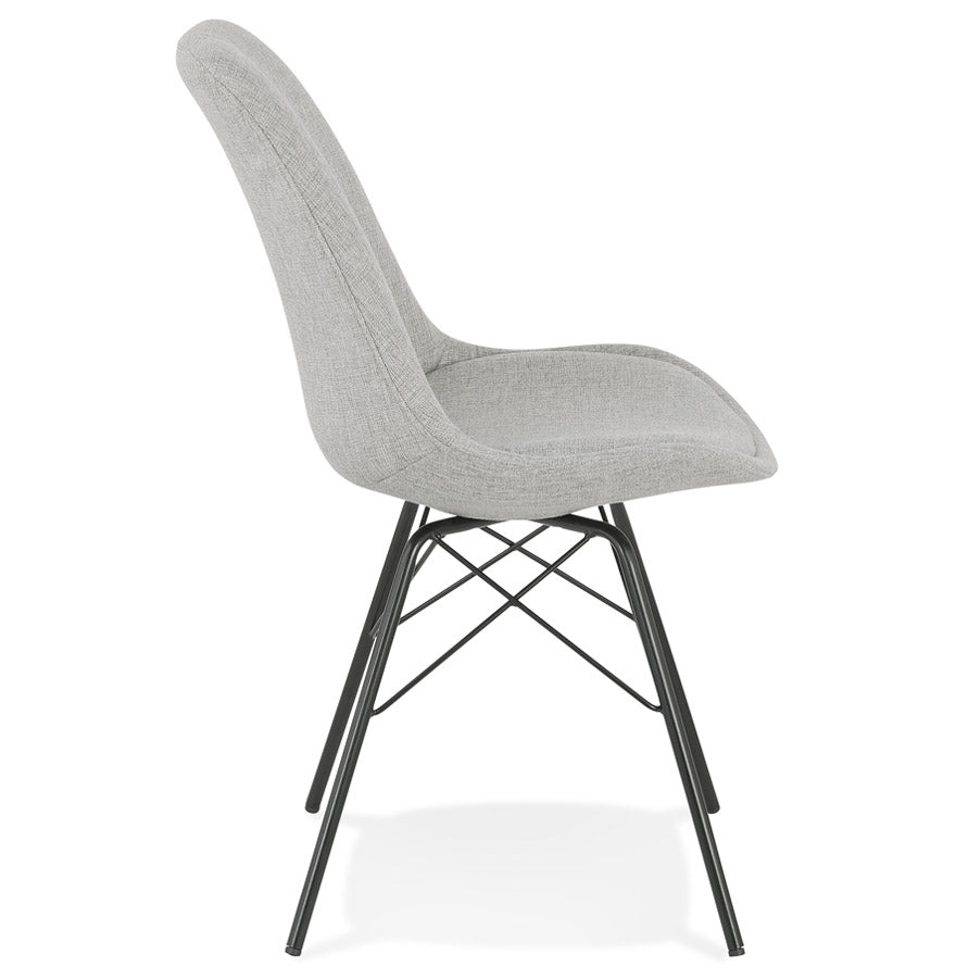 Vistara | Luxe fauteuil van grijs stof – elegant design met zwarte metalen poten