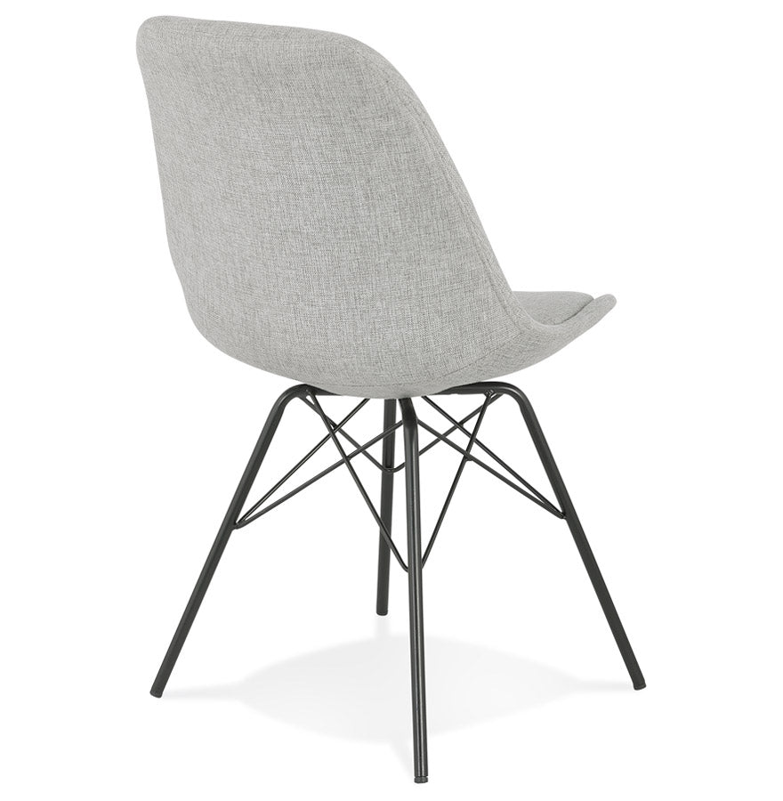Vistara | Luxe fauteuil van grijs stof – elegant design met zwarte metalen poten
