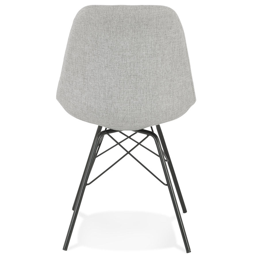 Vistara | Luxe fauteuil van grijs stof – elegant design met zwarte metalen poten