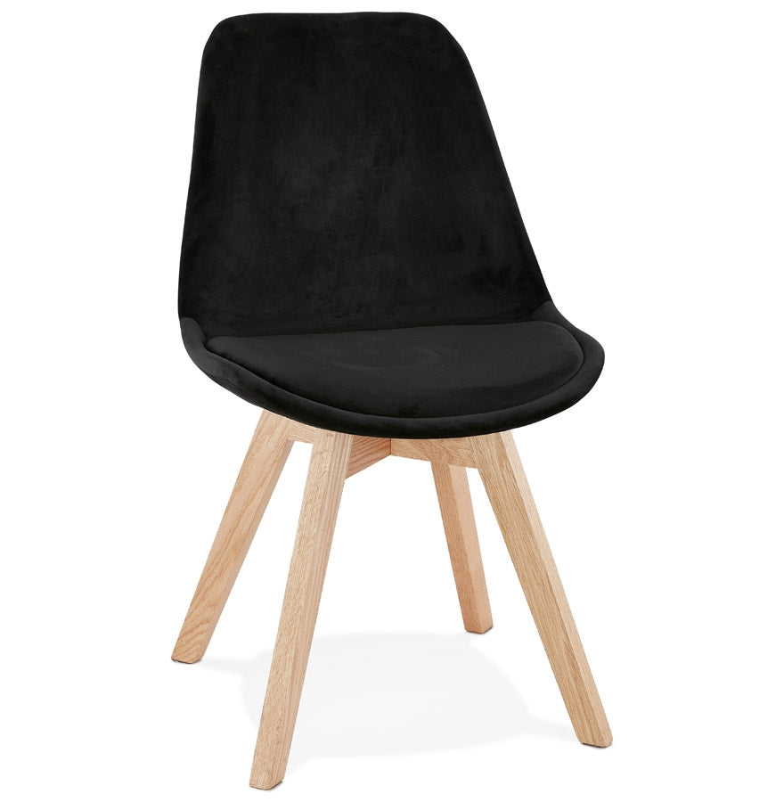 Veloria | Luxe zwarte fauteuil met natuurlijke houtstructuur