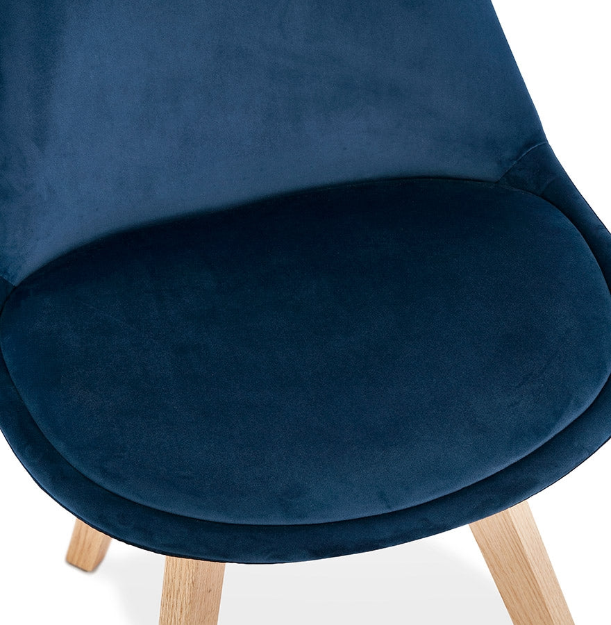 Aurelia | Luxe blauwe fauteuil - natuurlijk hout met structuur