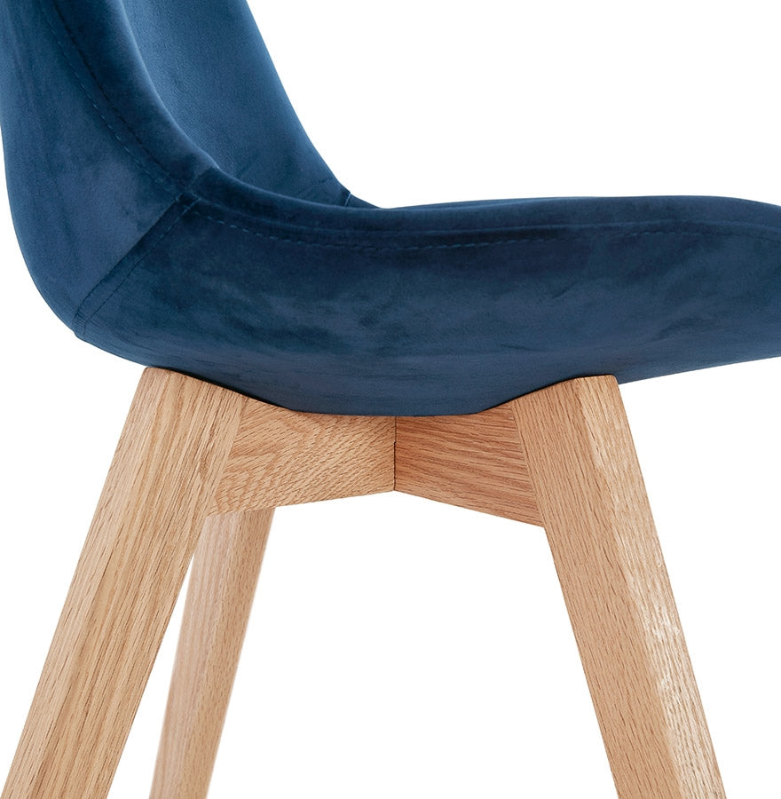 Aurelia | Luxe blauwe fauteuil - natuurlijk hout met structuur