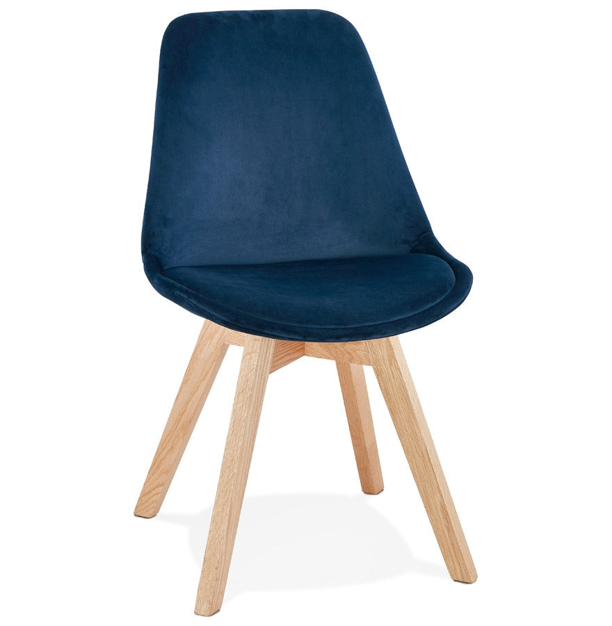 Aurelia | Luxe blauwe fauteuil - natuurlijk hout met structuur