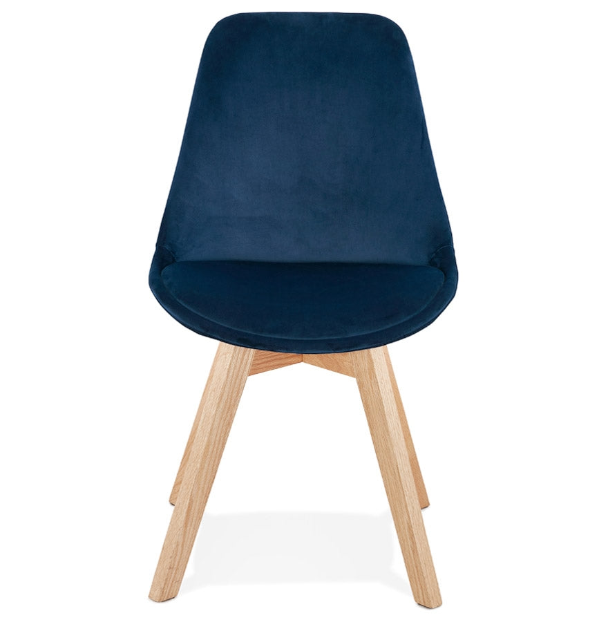 Aurelia | Luxe blauwe fauteuil - natuurlijk hout met structuur