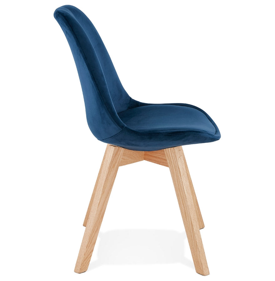 Aurelia | Luxe blauwe fauteuil - natuurlijk hout met structuur