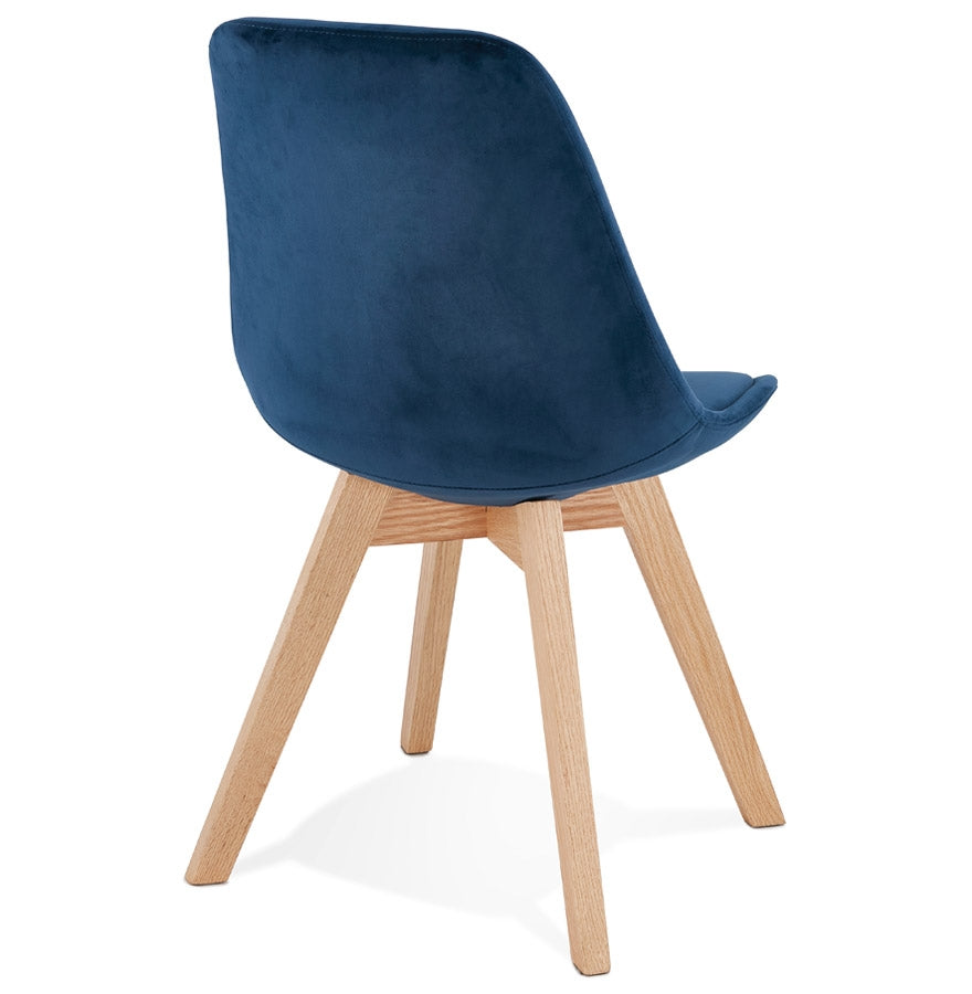 Aurelia | Luxe blauwe fauteuil - natuurlijk hout met structuur