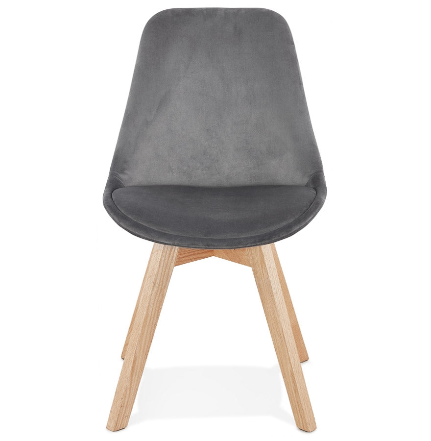 Vistara | Luxe grijze fauteuil met natuurlijke houtstructuur