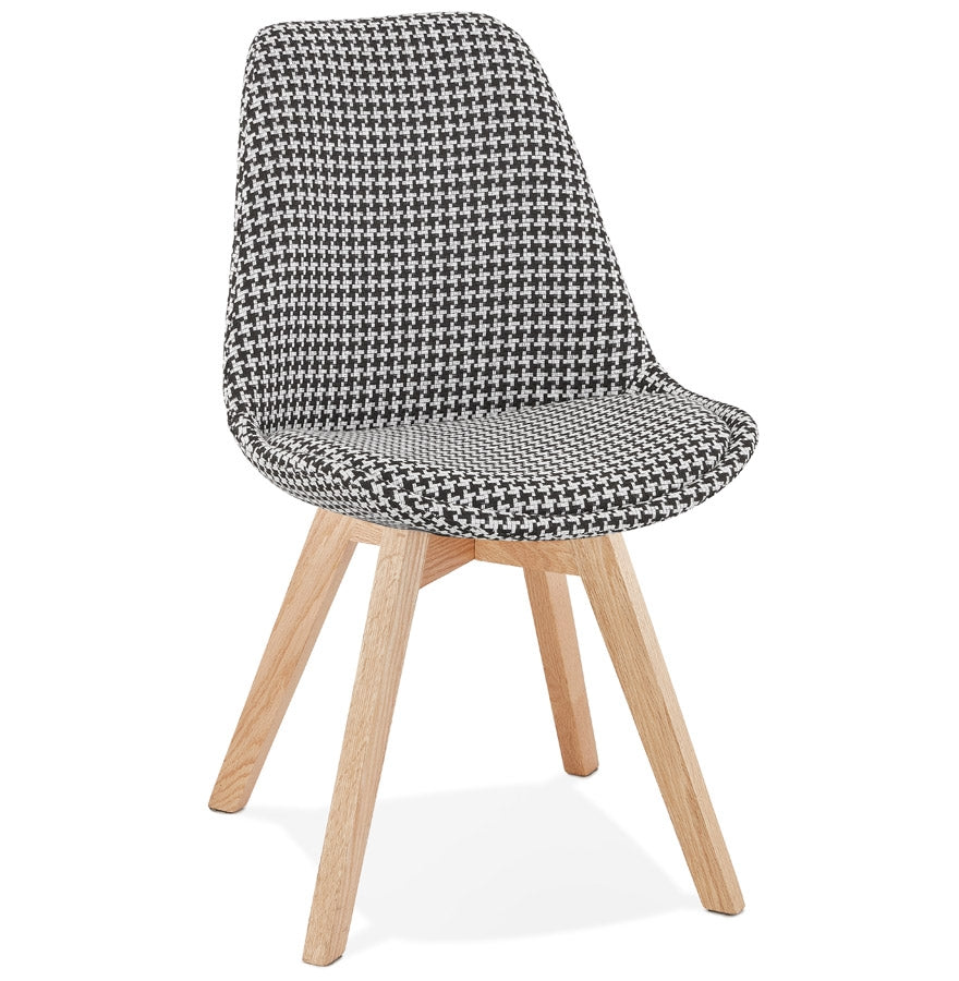Piedra | Luxe fauteuil in pied-de-poule print – natuurlijk hout – stijlvol en comfortabel
