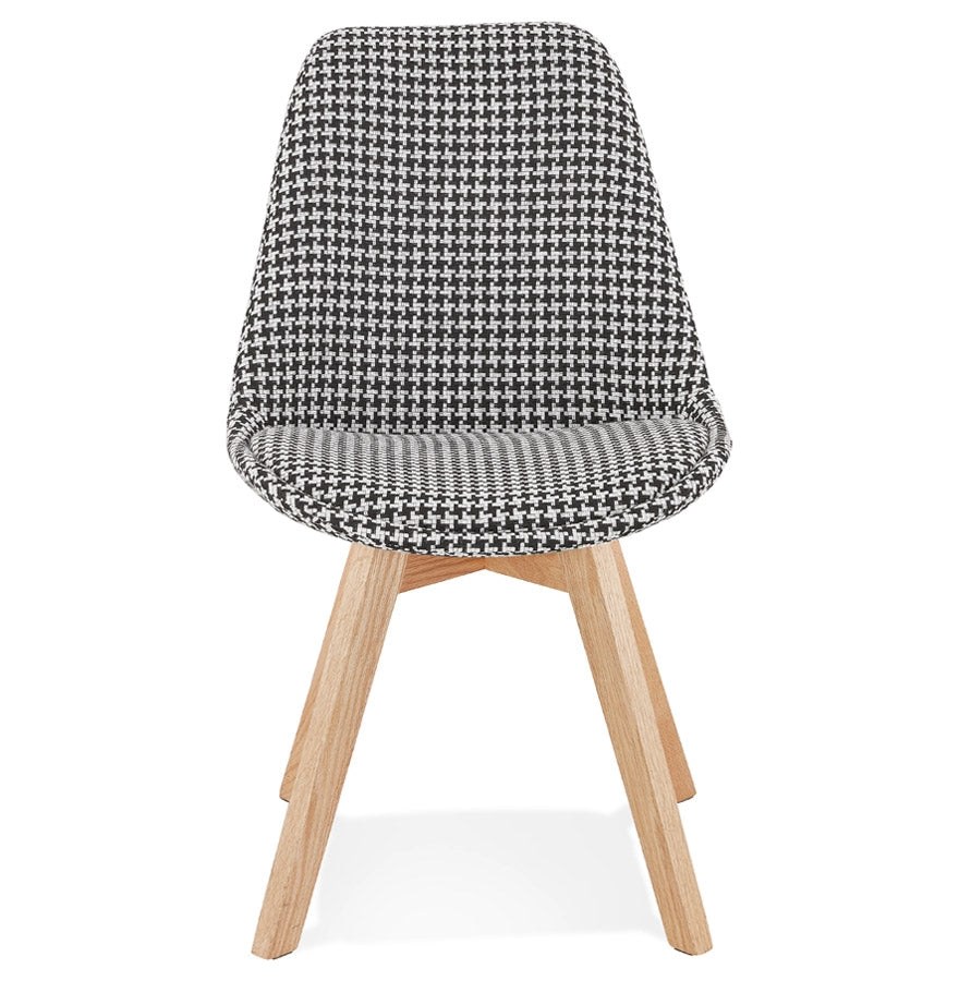 Piedra | Luxe fauteuil in pied-de-poule print – natuurlijk hout – stijlvol en comfortabel-OfficeKing