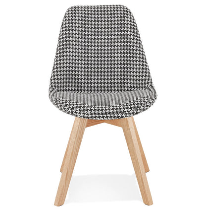 Piedra | Luxe fauteuil in pied-de-poule print – natuurlijk hout – stijlvol en comfortabel-OfficeKing