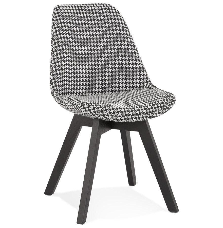 Couture | Luxe fauteuil in pied-de-poule met zwart houten structuur